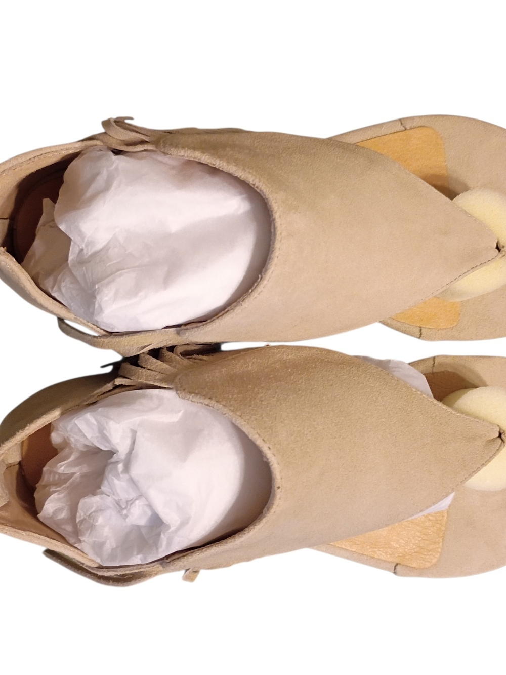 New! Adam Tucker By Me Too Adina Cream Suede Peep-Toe Ankle Booties Fringe